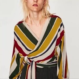 Zara Striped Wrap Top